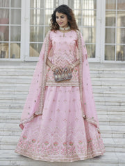 Awesome Baby Pink Gotta Patti Multi Thread Chinon Long Lehenga Choli