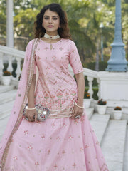 Awesome Baby Pink Gotta Patti Multi Thread Chinon Long Lehenga Choli