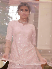 Beautiful Pink Sequins Embroidered Georgette Festival Wear Lehenga Choli