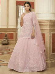 Beautiful Pink Sequins Embroidered Georgette Festival Wear Lehenga Choli