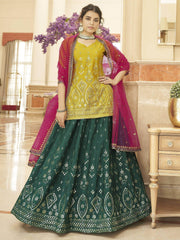 Fabulous Green Sequins Embroidered Chinon Festival Wear Lehenga Choli
