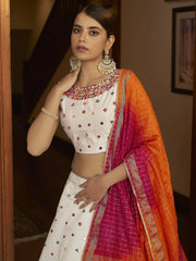 Fabulous White Sequins Embroidered Silk Party Wear Lehenga Choli