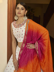 Fabulous White Sequins Embroidered Silk Party Wear Lehenga Choli