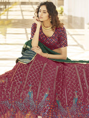 Desirable Deep Pink Thread Sequins Georgette Designer Lehenga Choli