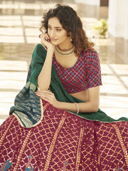 Desirable Deep Pink Thread Sequins Georgette Designer Lehenga Choli