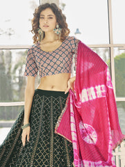 Fabulous Green Thread Embroidered Georgette Festive Lehenga Choli