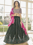 Fabulous Green Thread Embroidered Georgette Festive Lehenga Choli