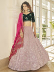 Marvelous Dusty Pink Thread Sequins Georgette Designer Lehenga Choli