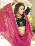 Marvelous Dusty Pink Thread Sequins Georgette Designer Lehenga Choli