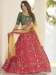 Unique Red Sequins Embroidered Silk Festive Lehenga Choli