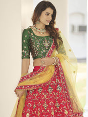 Unique Red Sequins Embroidered Silk Festive Lehenga Choli
