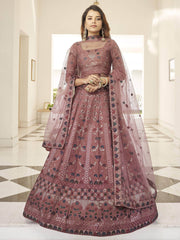 Invaluable Pink Sequins Embroidered Silk Party Wear Lehenga Choli