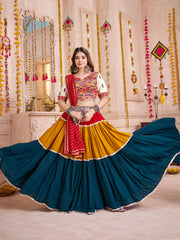 Attractive Multi-Color Cotton Lace Work Navratri Special Lehenga Choli