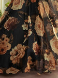 Beautiful Black Floral Printed Organza  Event Wear Lehenga Choli