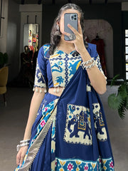 Enchanting Blue Digital Printed Silk Festival Wear Lehenga Choli
