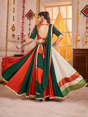 Enchanting Multi-Color Cotton Embroidered Traditional Lehenga Choli