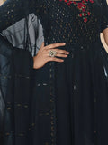 Kicky Teal Blue Embroidered Georgette Party Wear Palazzo Suit
