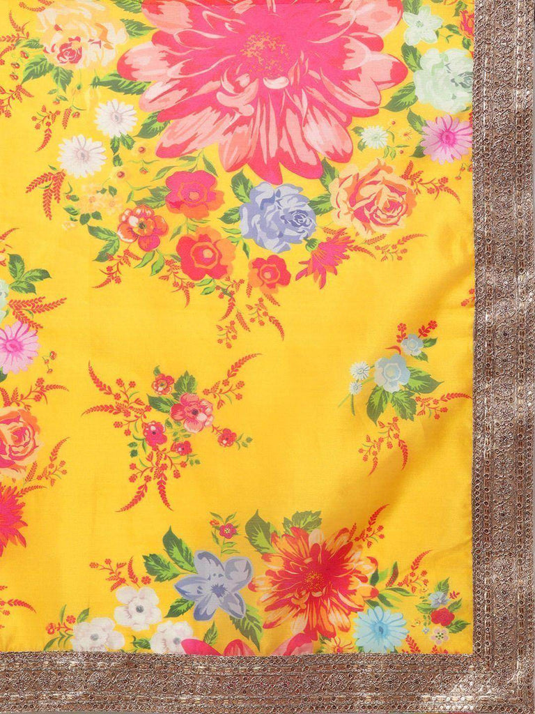Mustard Yellow Semi-Stitched Myntra Lehenga & Unstitched Blouse with Dupatta