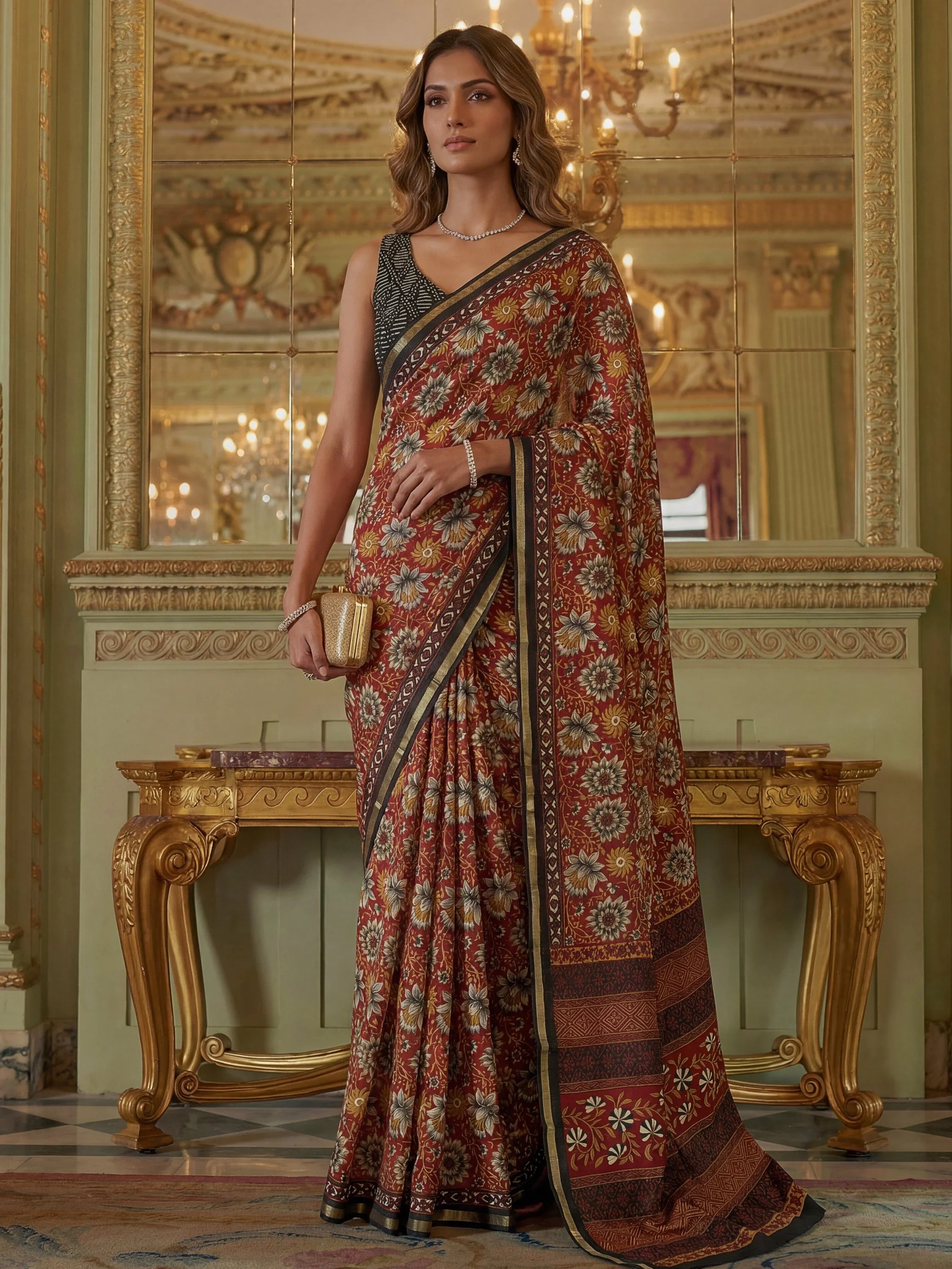 Stunning Maroon Zari Weaving Silk Wedding Wear Saree With Blouse