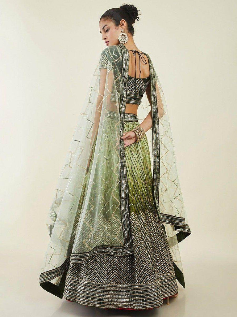Fascinating Green Sequins Art Silk Mehendi Wear Lehenga Choli