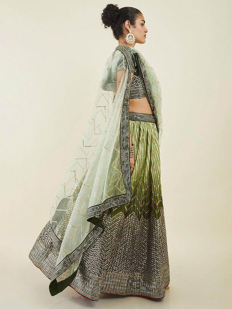 Fascinating Green Sequins Art Silk Mehendi Wear Lehenga Choli