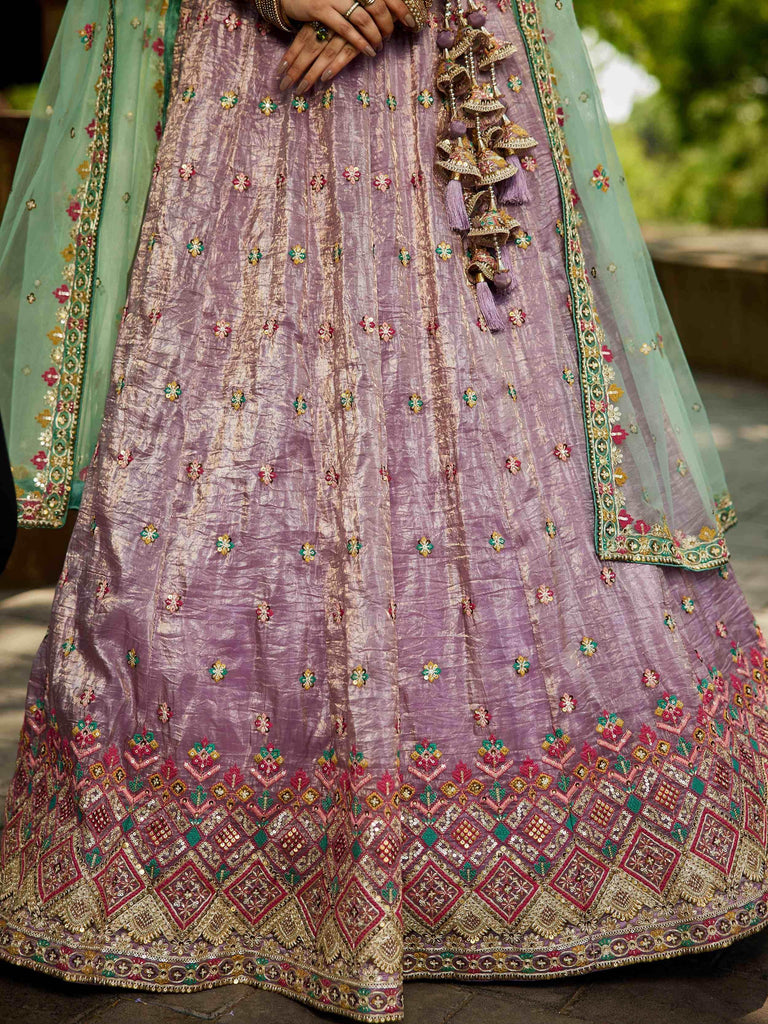 Gorgeous Lavender Sequins Embroidered Bridesmaids Lehenga Choli