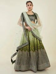 Fascinating Green Sequins Art Silk Mehendi Wear Lehenga Choli