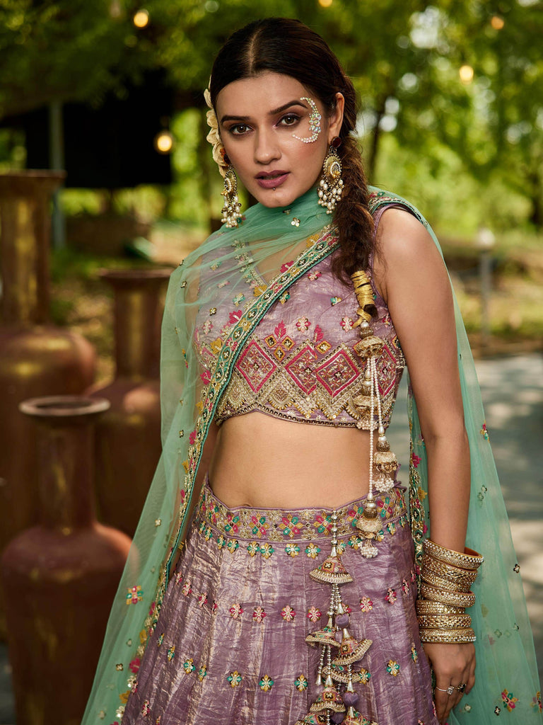 Gorgeous Lavender Sequins Embroidered Bridesmaids Lehenga Choli