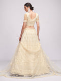 Glamorous Off-White Sequins Embroidery Net Monochrome Lehenga Choli