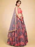 Grey Floral Embroidered Net Bridal Lehenga Choli