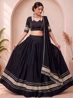 Enchanting Black Gota Laced Cotton Navratri Lehenga With Blouse
