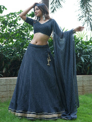 Engaging Black Leheriya Print Georgette Reception Wear Lehenga Choli