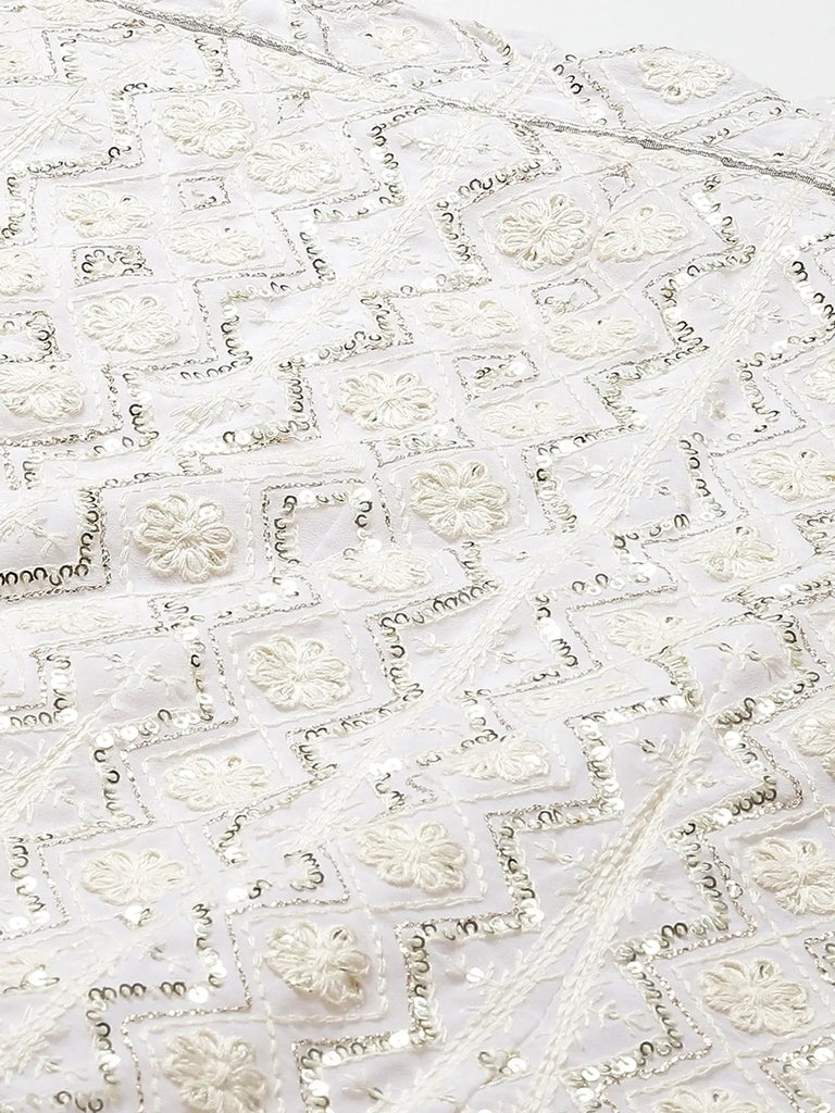 Impressive White Sequins Bridesmaid Lehenga Choli