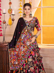 Regal Wine Floral Printed Cotton Navratri Wear Lehenga Choli