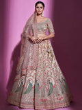Unimaginable Cream Sequins Embroidered Soft Net Lehenga Choli