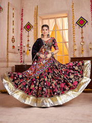 Regal Wine Floral Printed Cotton Navratri Wear Lehenga Choli