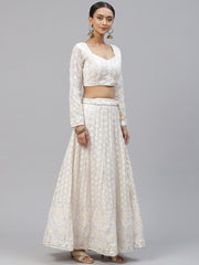 Impressive White Sequins Bridesmaid Lehenga Choli