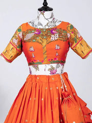 Outstanding Orange Zari Weaving Jacquard Silk Lehenga Choli