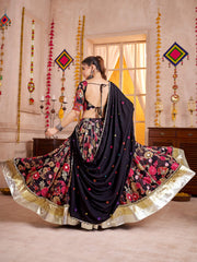 Regal Wine Floral Printed Cotton Navratri Wear Lehenga Choli