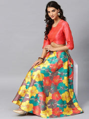 Multi Color Floral Jacquard Party Wear Lehenga Choli With Dupatta