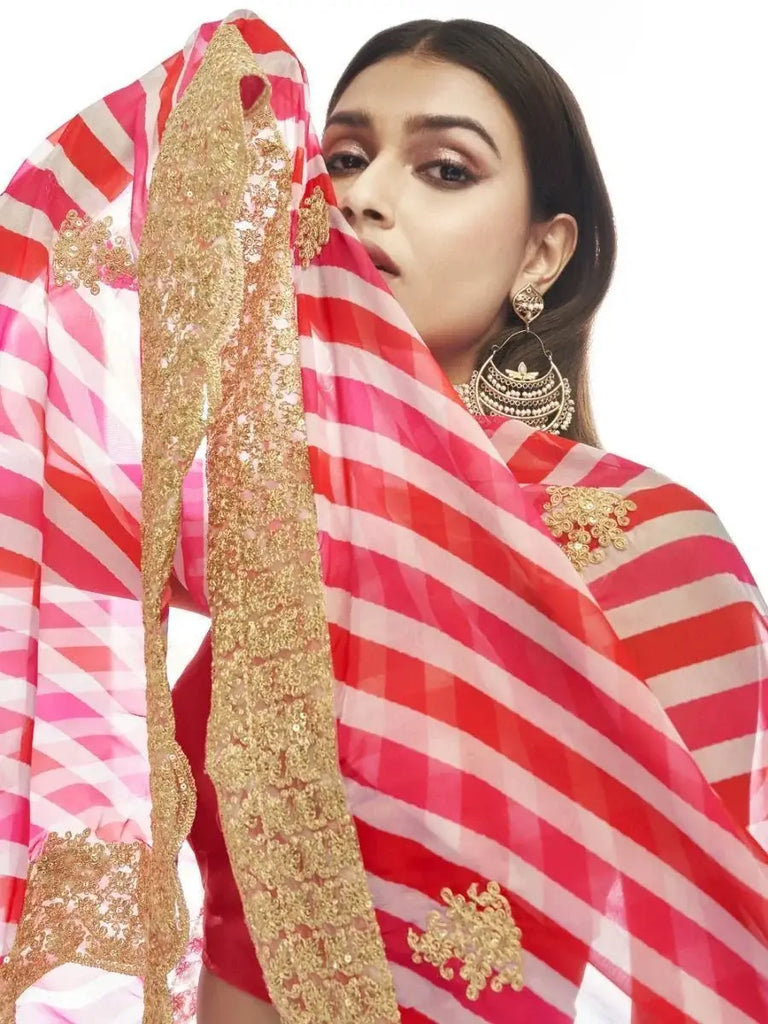 Classy Pink Sequins Embroidered Organza Lehenga Choli With Dupatta