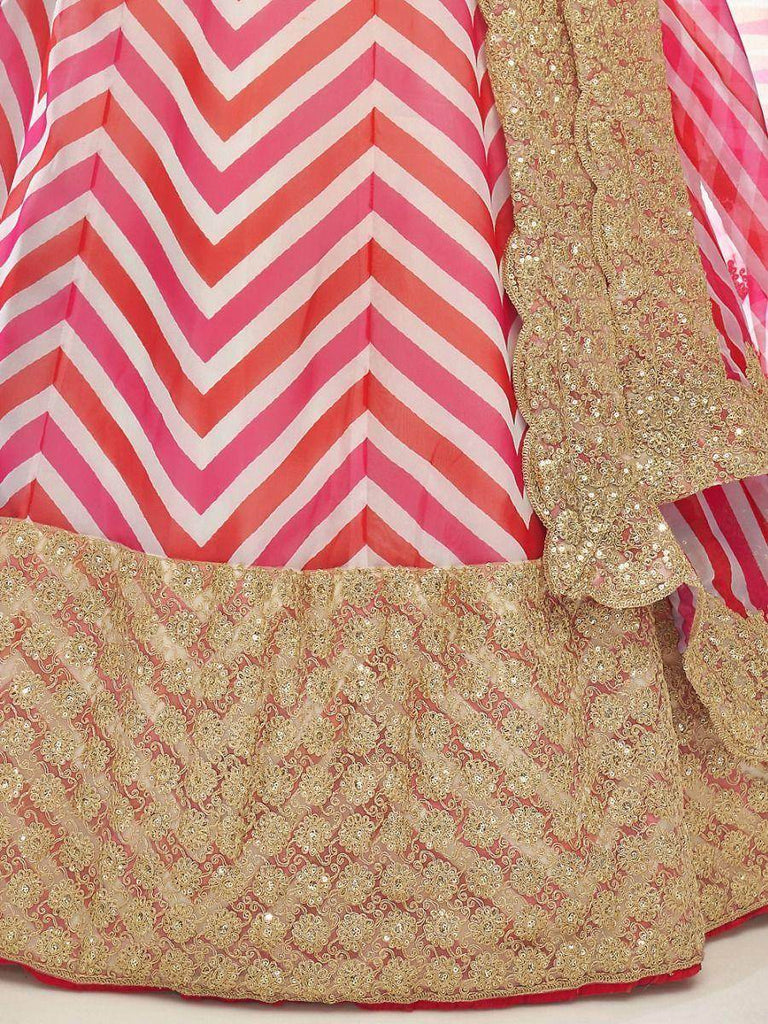 Classy Pink Sequins Embroidered Organza Lehenga Choli With Dupatta