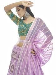 Endearing Light Purple Thread Embroidery georgette Lehenga Choli