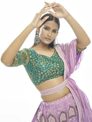 Endearing Light Purple Thread Embroidery georgette Lehenga Choli