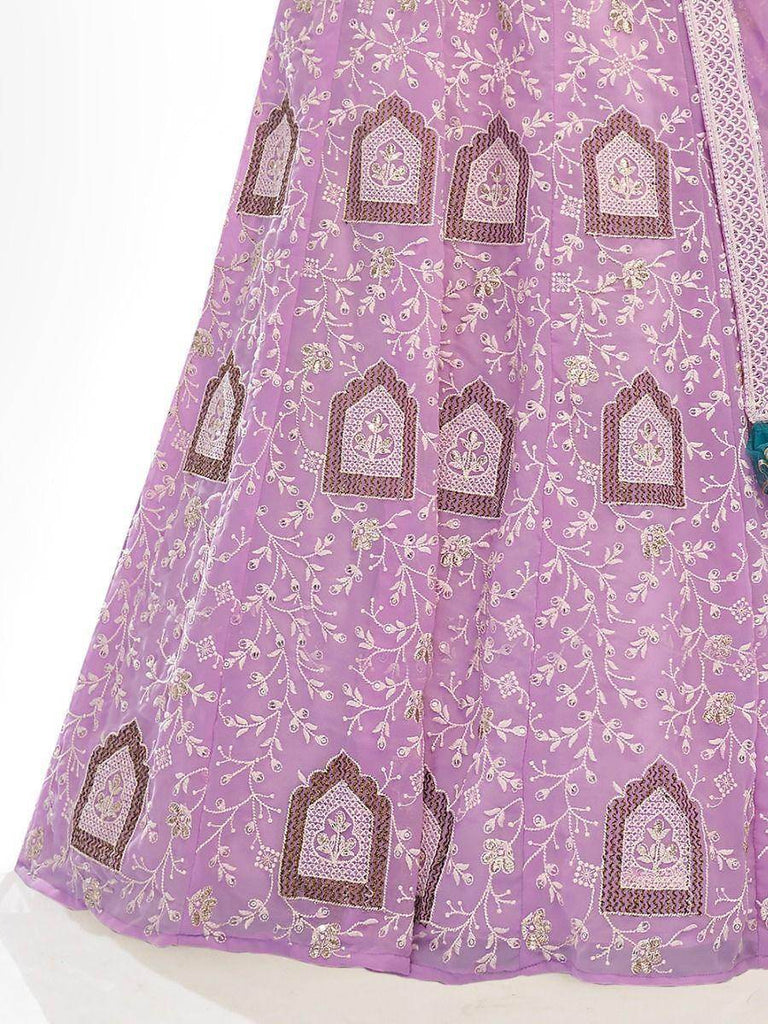 Endearing Light Purple Thread Embroidery georgette Lehenga Choli