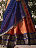 Marvelous Orange Zari Weaving Kanchipuram Silk Lehenga Choli