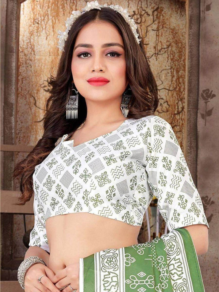 Marvelous White Dull Satin Silk Digital Print Party Wear Lehenga Choli
