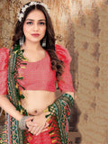 Attractive Red Dull Satin Silk Digital Print Party Wear Lehenga Choli