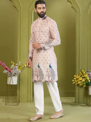 Incredible Soft Peach Digital Printed Rayon Function Wear Men’s Kurta 