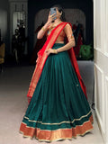 Elegant Green Vichitra Silk Zari Weaving Traditional Lehenga Choli